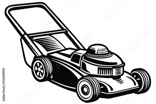 Classic Lawn Mower Illustration Vintage Design for Landscaping Projects
