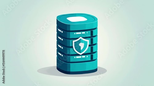 Animated Symbol of Encrypted Data Storage – Secure Digital Icon Representing Cybersecurity and Information Protection
