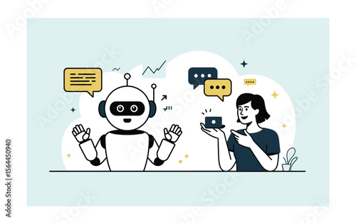 AI Chatbot Assisting a User with Technology and Communication, Creating a Conversational Experience