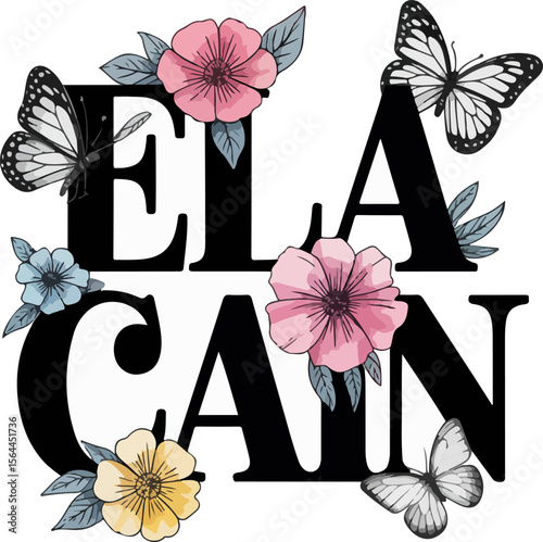 Ela cain floral butterfly t shirt