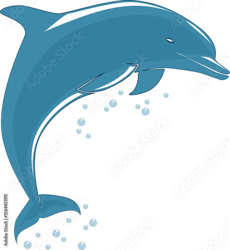 Dolphin jumping out of water on white background.Dolphin logo illustration.