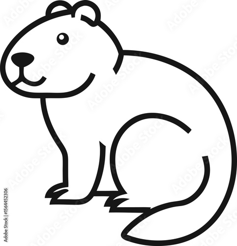 Stylized black and white guinea pig illustration displays a playful, charming animal vector