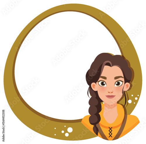 Charming Portrait in Circular Frame
