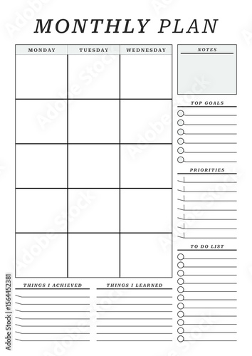 A4 Size Simple Monthly Planner Template Pages
