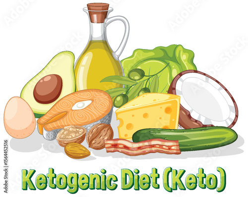 Colorful Keto Diet Food Vector Illustration