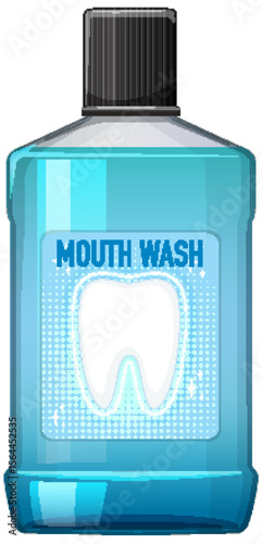 Blue Mouthwash Bottle Vector Illustration