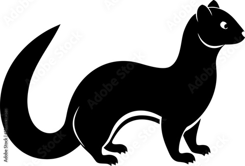 Black ferret silhouette animal wildlife playful mammal weasel pet isolated