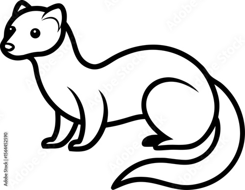 Black ferret silhouette animal wildlife playful mammal weasel pet isolated