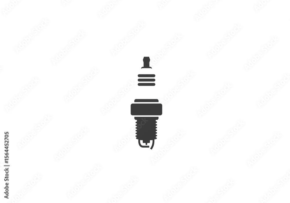 Fototapeta premium A simple graphic of a spark plug in dark gray on a plain white background in a centered position