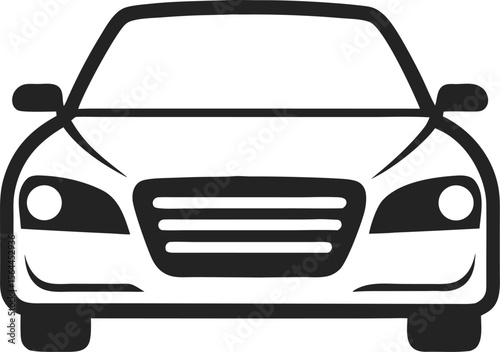 Minimalistic sedan car icon in line art style, vector representation with a clean look. Editable stroke.
