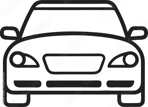 Minimalistic sedan car icon in line art style, vector representation with a clean look. Editable stroke.