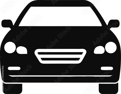 Minimalistic sedan car icon in line art style, vector representation with a clean look. Editable stroke.