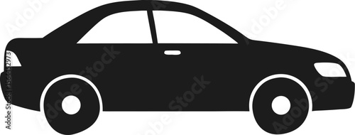Minimalistic sedan car icon in line art style, vector representation with a clean look. Editable stroke.