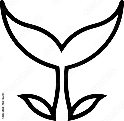 Whale, shark, fish tale vector icon. Fin of the fish illustrattion.