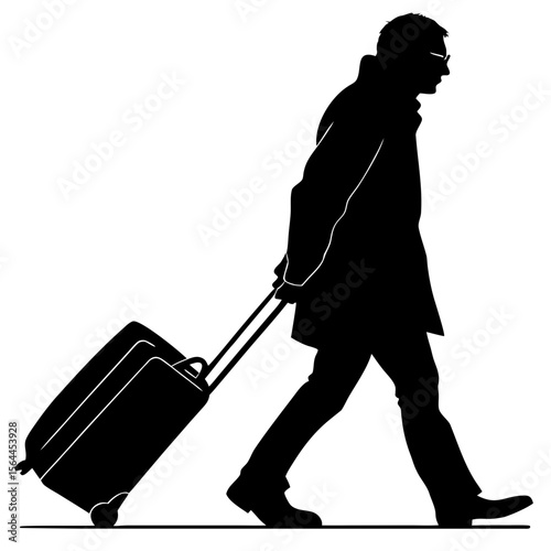 Man Walking with Suitcase Black Silhouette Travel luggage 2