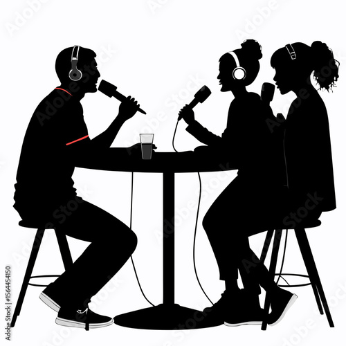 Three Silhouettes Podcast Interview Round Table Black and White