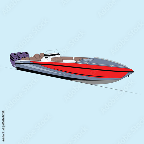 Vector Boat Line Art Illustration 