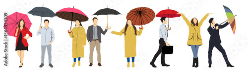 Fotografía people in the crowd with umbrella monsoon season