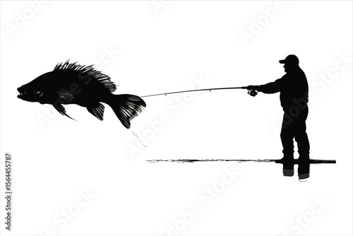 silhouette of a man with fishing rod, fishing, silhouette, fisherman, vector, illustration, people, fish, black, sport, angler, water, rod, soldier, art, leisure, lake, abstract, sunset, boat, war