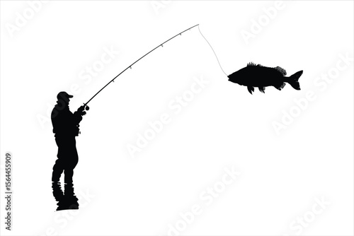 silhouette of a man with fishing rod, fishing, silhouette, fisherman, vector, illustration, people, fish, black, sport, angler, water, rod, soldier, art, leisure, lake, abstract, sunset, boat, war