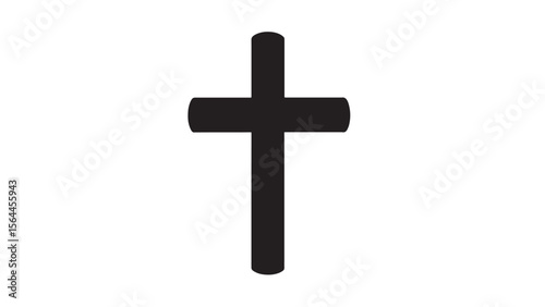 Simple black christian cross symbol silhouette isolated on a white background for religious concepts