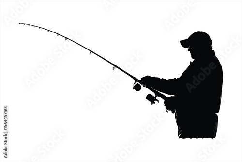 silhouette of a man with fishing rod, fishing, silhouette, fisherman, vector, illustration, people, fish, black, sport, angler, water, rod, soldier, art, leisure, lake, abstract, sunset, boat, war