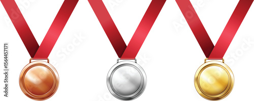 Gold, Silver, and Bronze Medals Award Ceremony Illustration