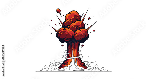 Explosive Burst of Fire and Smoke Creating a Powerful Impact with Debris Flying Outward