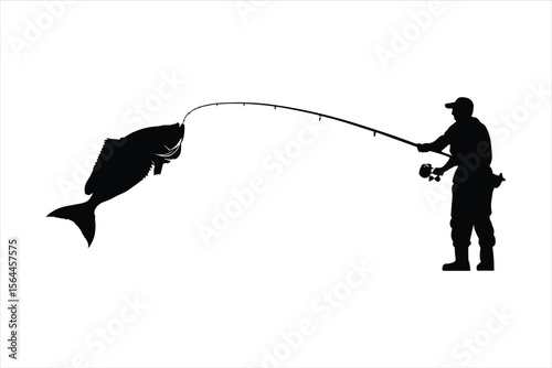 silhouette of a man with fishing rod, fishing, silhouette, fisherman, vector, illustration, people, fish, black, sport, angler, water, rod, soldier, art, leisure, lake, abstract, sunset, boat, war