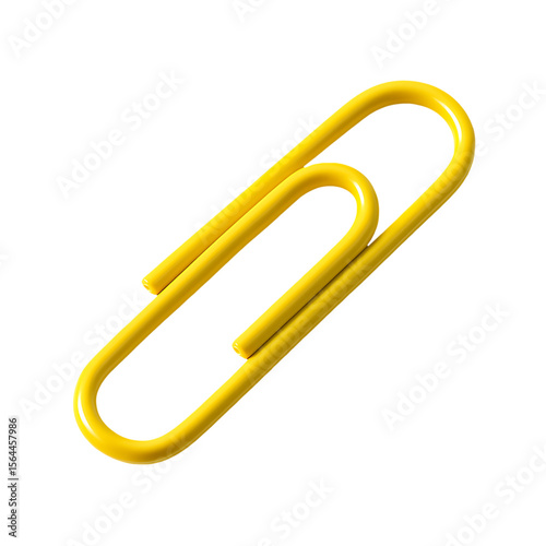 Yellow paperclip isolated on transparent background