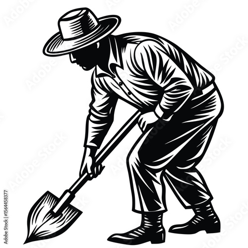 Farmer digging with shovel work
