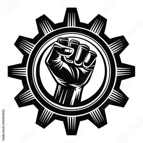 Industrial Gear Fist Power Symbol clenched