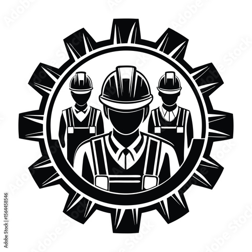 Industrial workers team gear icon vector