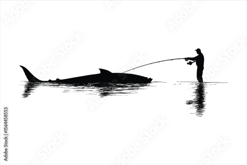 silhouette of a man with fishing rod, fishing, silhouette, fisherman, vector, illustration, people, fish, black, sport, angler, water, rod, soldier, art, leisure, lake, abstract, sunset, boat, war