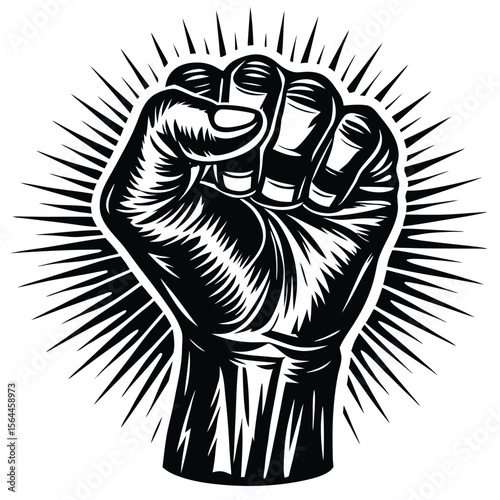 Raised clenched fist symbol raised fist black and white