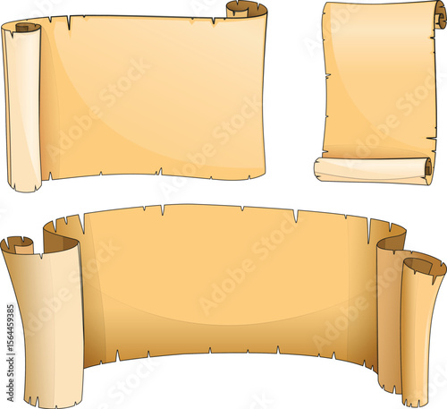 Ancient Parchment Scroll Illustrations  Medieval Paper Design Elements