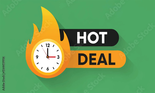 Hot deal sale promotion with burning clock