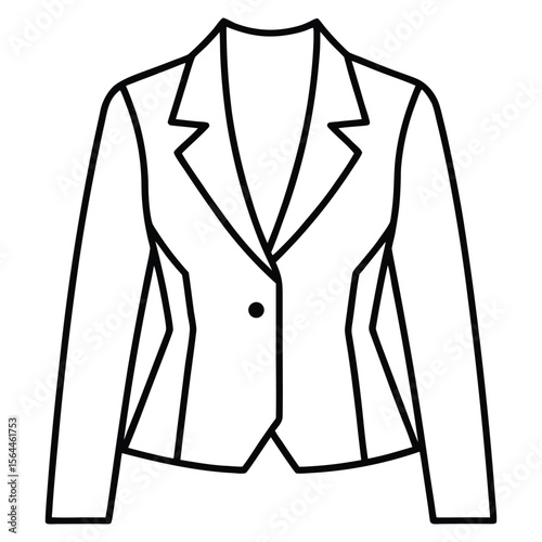 Women's blazer top flat sketch fashion illustration, Work wear woven Blouse top technical drawing vector