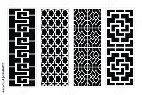 Black And White Geometric Patterns Set For Decorative Panels And Screen Designs