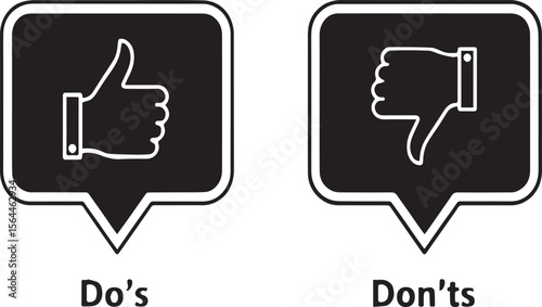 Thumbs up and thumbs down do's and don'ts on white background