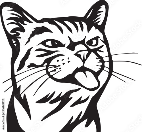 Print Humorous Cat Sticking Tongue Out Illustration