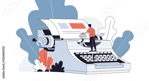 Creative Writing Process With Person Operating A Vintage Typewriter For Storytelling Ideas And Article Generation