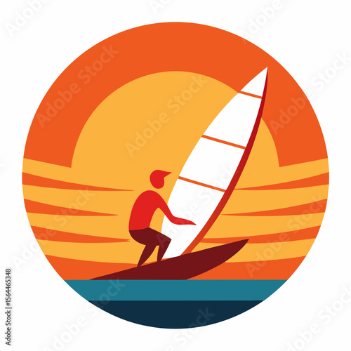 vector illustration windsurfer silhouette vector illustration
