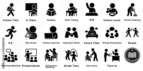 教室での子どもの行動ピクトグラム、Pictograms of Students in School Activities