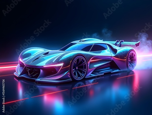 fast moving car on the road abstract digital art 