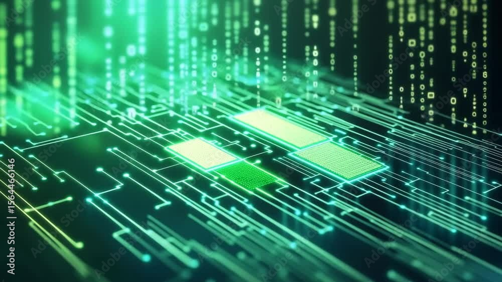 green digital data background technology