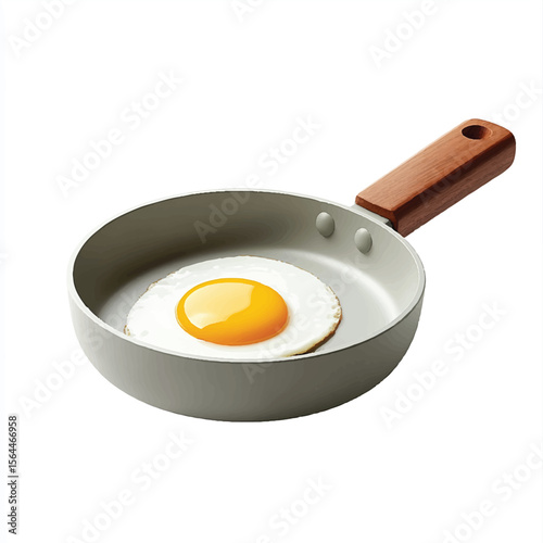 a frying pan with a wooden handle and an egg inside