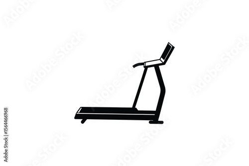 Treadmill Machine for Fitness and Exercise in Silhouette