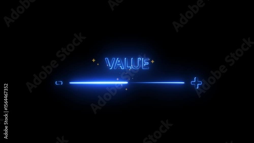 Glowing neon value added virtual icon animation . concept of increase value added business and service,market,Benefits, Growth, Quality control icon animation .neon sign .