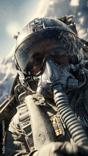 Pilot in Flight Suit Capturing a High-Action Moment in Military Aviation